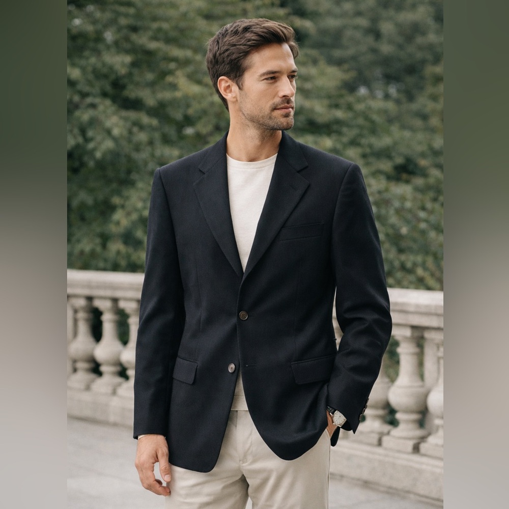Fenzia Men’s Black Wool Blazer 42R Classic Tailored Sport Coat Italy